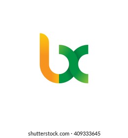 initial letter lx linked round lowercase logo orange green