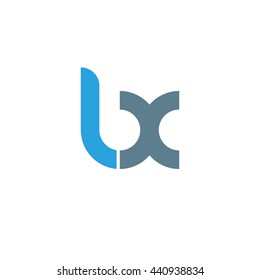 initial letter lx linked round lowercase logo blue