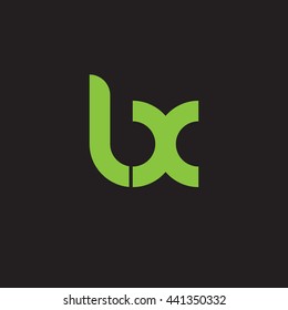 initial letter lx linked round lowercase logo green
