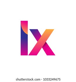 Initial Letter LX Logo Lowercase, magenta and orange, Modern and Simple Logo Design.