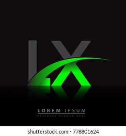 initial letter LX logotype company name colored green and black swoosh design. vector logo for business and company identity.
