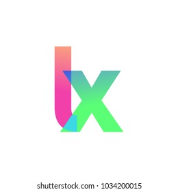 Initial Letter LX Lowercase Logo green, pink and Blue, Modern and Simple Logo Design.