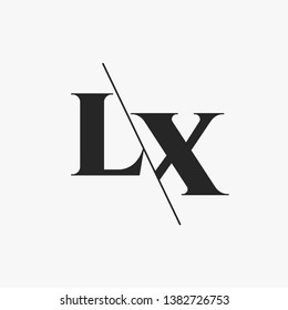 Initial Letter LX Monogram Sliced. Modern logo template isolated on gray background