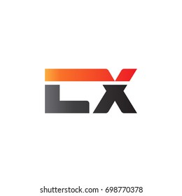 Initial letter LX, straight linked line bold logo, gradient fire red black colors