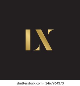 Initial letter lx uppercase modern logo design template elements. Gold letter Isolated on black  background. Suitable for business, consulting group company.
