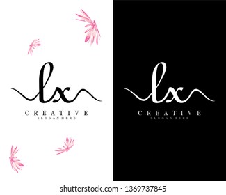 initial, letter lx, xl handwriting logo template