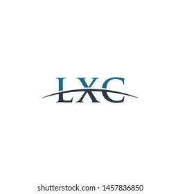 Initial letter LXC, overlapping movement swoosh horizon logo company design inspiration in blue and gray color vector