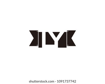Initial letter ly black ribbon logo design