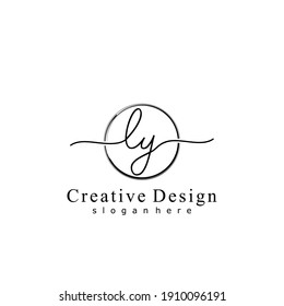 Letra inicial LY caligrafía logotipo manuscrito. Alfabeto escrito a mano en la plantilla de logotipo. Letras y alfabeto para el diseño de su logotipo.