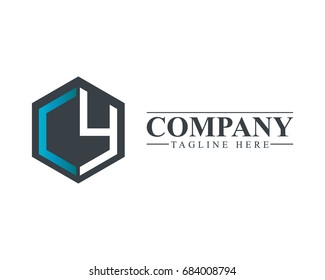 Initial Letter LY Hexagonal Design Logo