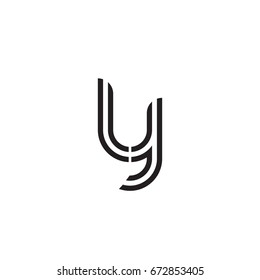 Initial letter ly, linked outline rounded lowercase, monogram black