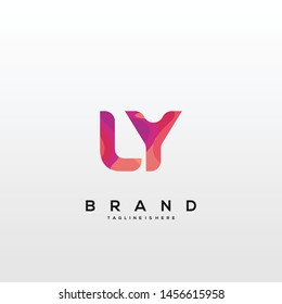 Initial letter LY logo with colorful background, letter combination logo design for creative industry, web, business and company. - Vector