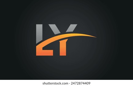 Initial Letter LY Logo Design With Swoosh. Creative And Modern LY Logo Design on Black Background.