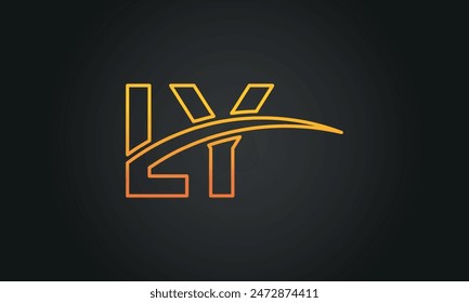 Initial Letter LY Logo Design With Swoosh. Creative And Modern LY Logo Design on Black Background.