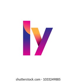 Initial Letter LY Logo Lowercase, magenta and orange, Modern and Simple Logo Design.