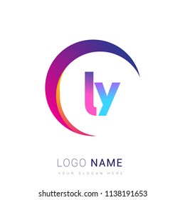 initial letter LY logotype company name, coloreful and swoosh design. vector logo for business and company identity.
