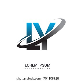 initial letter LY logotype company name colored blue and grey swoosh design. logo design for business and company identity.