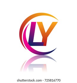 initial letter LY logotype company name orange and magenta color on circle and swoosh design. vector logo for business and company identity.