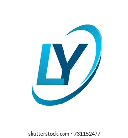 initial letter LY logotype company name colored blue swoosh design concept. vector logo for business and company identity.