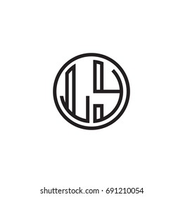 Initial letter LY, minimalist line art monogram circle logo, black color