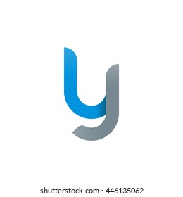 initial letter ly modern linked circle round lowercase logo blue gray