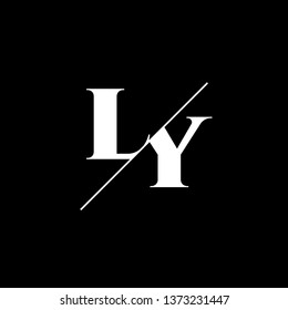 Initial Letter LY Monogram Sliced. Logo template isolated on black background