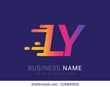 Initial Letter LY speed Logo Design template, logotype company name colored yellow, magenta and blue.for business and company identity.