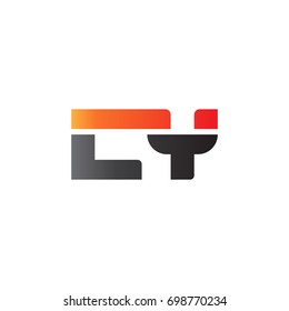 Initial letter LY, straight linked line bold logo, gradient fire red black colors
