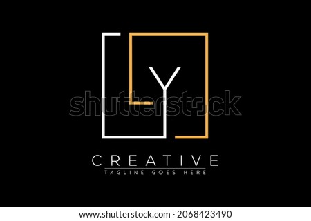 Initial letter ly, yl, l, y elegant and luxury Initial with Rectangular frame minimal monogram logo design vector template