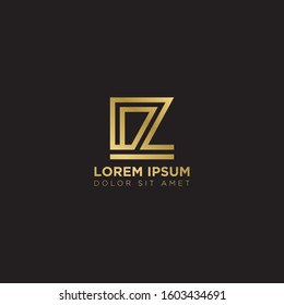 Initial Letter LZ linked uppercase overlap modern gold logo vector design template. Suitable for business, consulting group company.