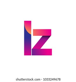 Initial Letter LZ Logo Lowercase, magenta and orange, Modern and Simple Logo Design.