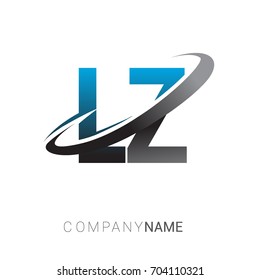 initial letter LZ logotype company name colored blue and grey swoosh design. logo design for business and company identity.