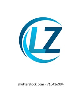 initial letter LZ logotype company name blue circle and swoosh design. vector logo for business and company identity.