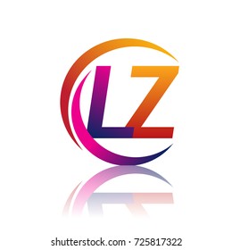 initial letter LZ logotype company name orange and magenta color on circle and swoosh design. vector logo for business and company identity.