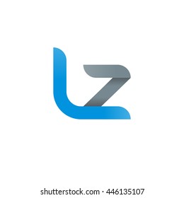 initial letter lz modern linked circle round lowercase logo blue gray