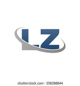 initial letter LZ swoosh ring company logo blue gray