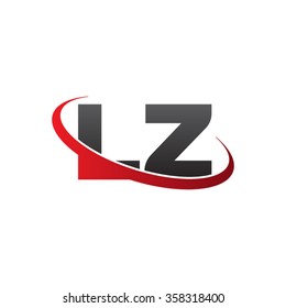 initial letter LZ swoosh ring company logo red black