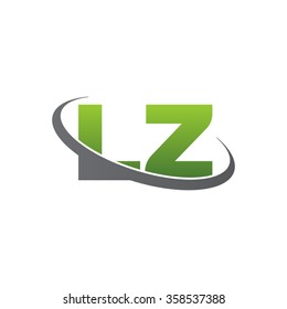 initial letter LZ swoosh ring company logo green gray