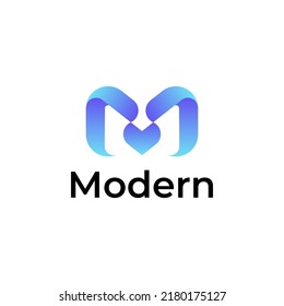 Initial Letter M 3d gradient colorful Logo