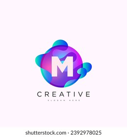 Initial letter M 3D logo template colorful circle sphere design for business and company identity