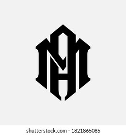Initial letter M, A, MA or AM overlapping, interlock, monogram logo, black color on white background
