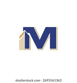 Initial Letter M With Abstract Building Logo Graphic
