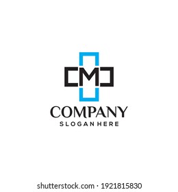 Initial letter M with an abstract geometric logo concept.