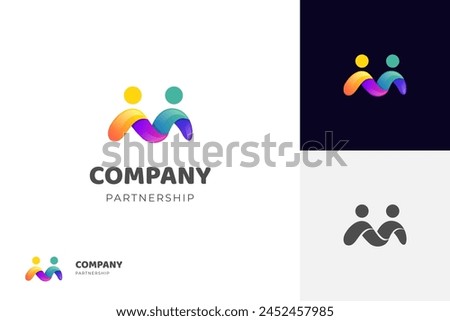 initial letter M with abstract people modern logo design for corporate identity, brand, company logo element symbol