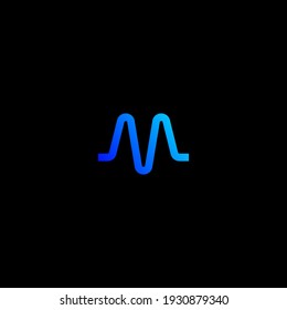 Initial letter M with Abstract wave vector Logo Design
