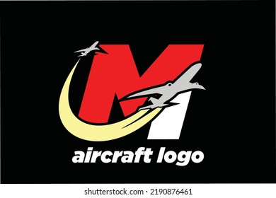 logotipo de avión de la letra M inicial