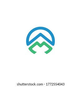 initial letter A and M, AM, MA logo, monogram line art style design template