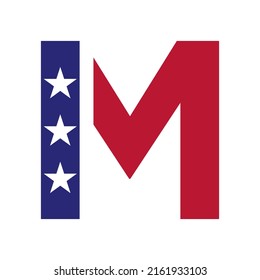 Initial Letter M American Logo for Business, Corporate and Company Identity. USA American Logo on Letter M Vector Template