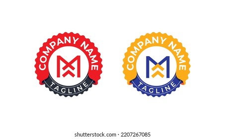 initial Letter M  Arrow Financial Stamp Badge Logo Concept sign icon symbol Design Element. Corporate, Statistics Chart, Business, Up Arrow Logotype. Vector illustration template