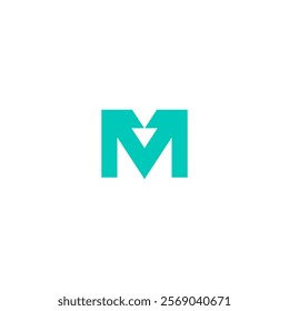 Initial letter M arrow green simple logo business. Letter M Marketing and investment. Usable for Business and Marketing Logos. Flat Vector Logo Design.